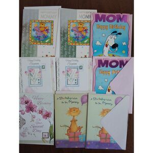 Happy Birthday Designer Greeting Cards  for Mom Lot of 9 w/ Envelopes